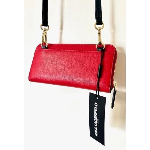 KARL LAGERFELD LH2EU5BT Maybelle Clutch/Wallet Crossbody Red Bag - w/ Choupette - Picture 8 of 10